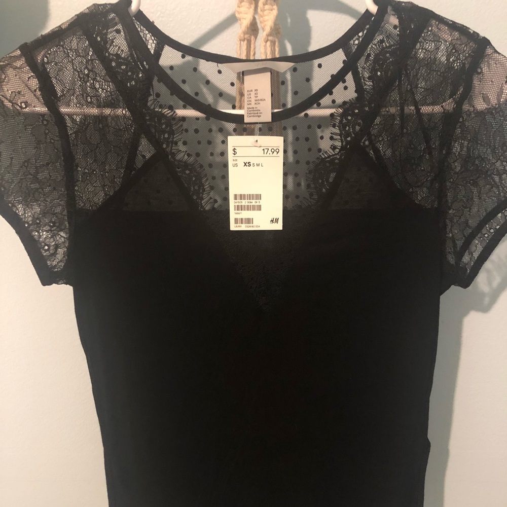 Black mesh detailed H&M top. NWT